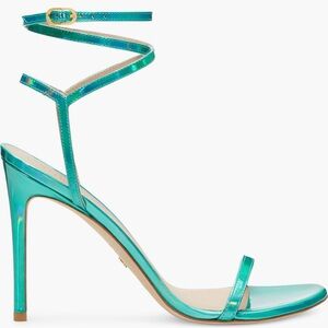 Stuart Weitzman Shiny Teal Strappy Heels